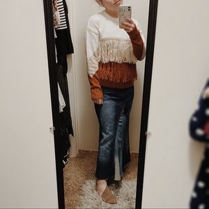 • distressed maxi jean skirt